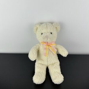 Russ Baby Rare Sprinkles White Cream Teddy Bear 10” Pink Bow Plush Rattle Inside